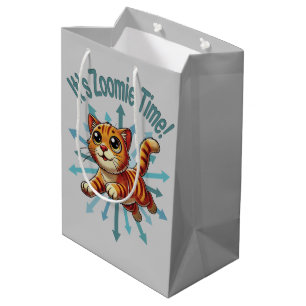 It's Zoomie Time Orange Tabby Cat Medium Gift Bag