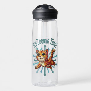 It's Zoomie Time Orange Tabby Cat Water Bottle