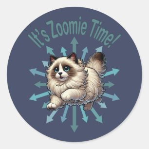 It's Zoomie Time Ragdoll Cat Classic Round Sticker