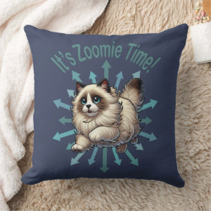 It's Zoomie Time Ragdoll Cat Cushion