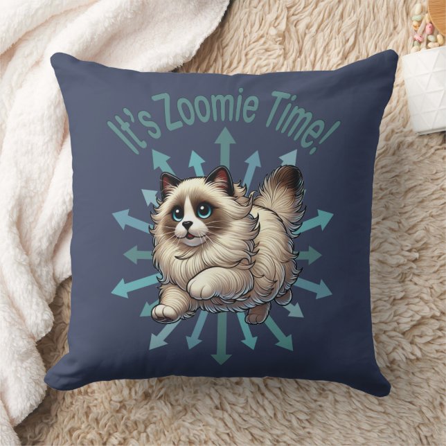 It's Zoomie Time Ragdoll Cat Cushion (Blanket)