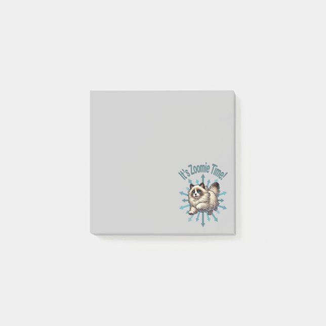 It's Zoomie Time Ragdoll Cat Post-it Notes (Front)