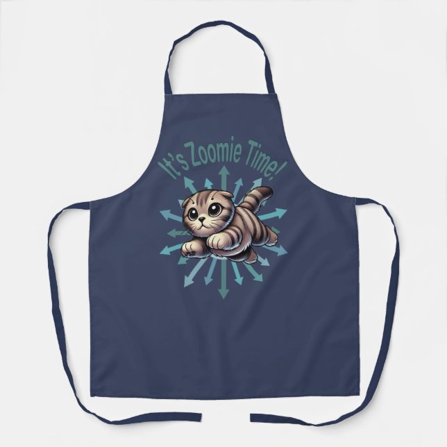 It's Zoomie Time Scottish Fold Cat Apron (Front)