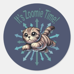 It's Zoomie Time Scottish Fold Cat Classic Round Sticker