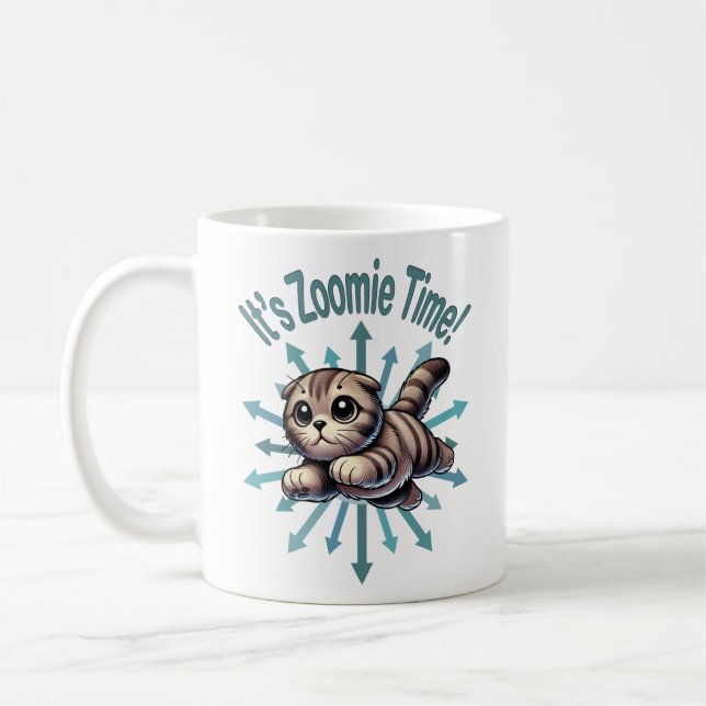 It's Zoomie Time Scottish Fold Cat Coffee Mug (Left)