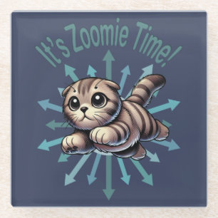 It's Zoomie Time Scottish Fold Cat Glass Coaster