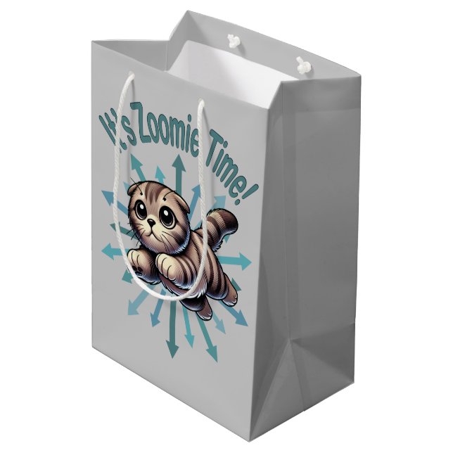 It's Zoomie Time Scottish Fold Cat Medium Gift Bag (Back Angled)