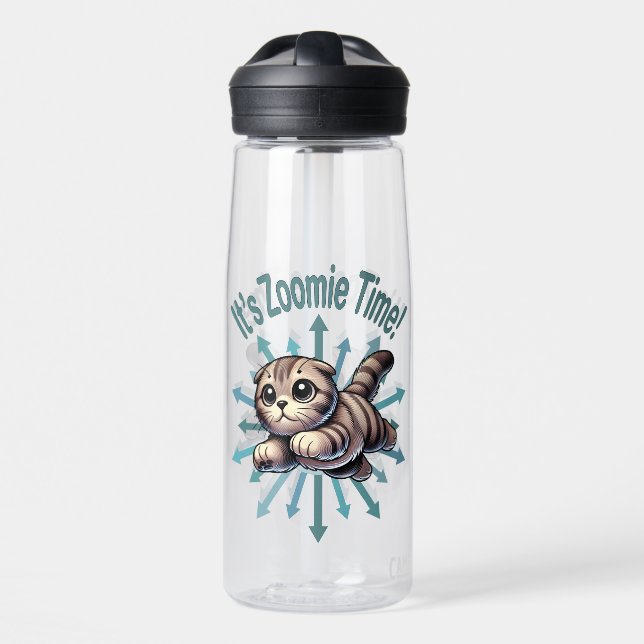 It's Zoomie Time Scottish Fold Cat Water Bottle (Front)