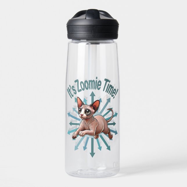 It's Zoomie Time Sphynx Cat Water Bottle (Front)