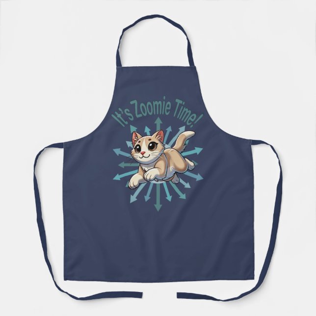 It's Zoomie Time Tan Bicolor Cat Apron (Front)