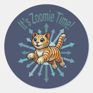 It's Zoomie Time Tiger Cat Classic Round Sticker