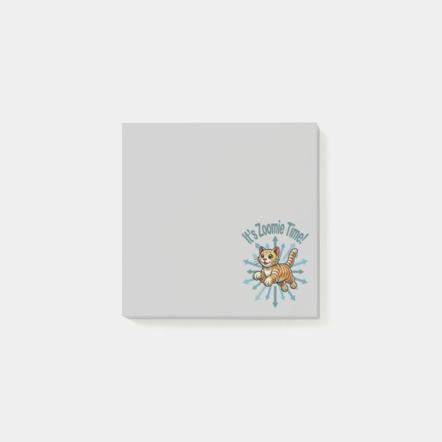 It's Zoomie Time Tiger Cat Post-it Notes (Front)
