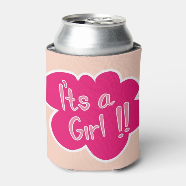 It'sa girl pink baby shower party can cooler (Can Front)