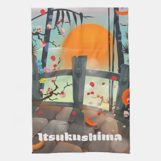 Itsukushima Japan travel poster Tea Towel
