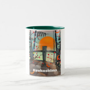 Itsukushima Japan travel poster Two-Tone Coffee Mug