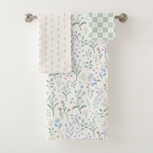 Itsy Bitsy Cottage Flowers #P230451 Bath Towel Set (Insitu)