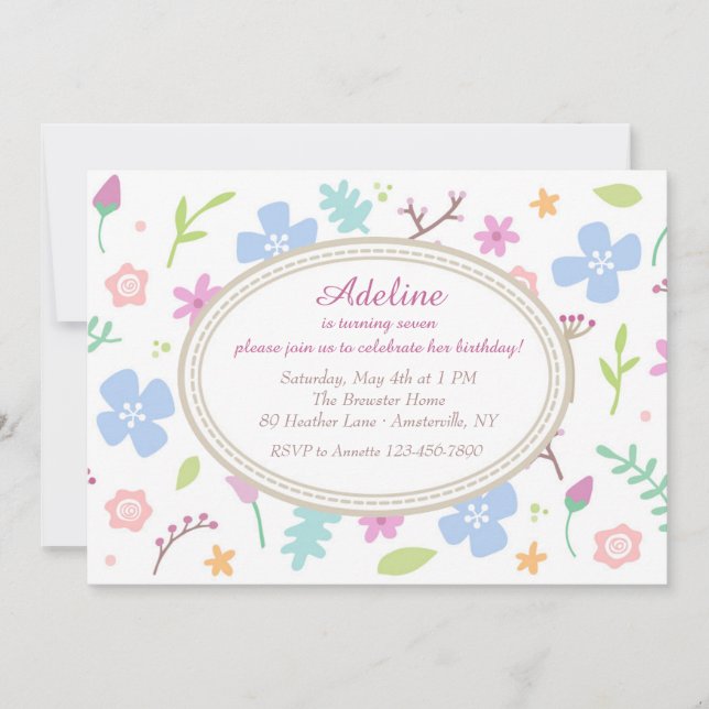 Itty Bitty Flowers Invitation (Front)