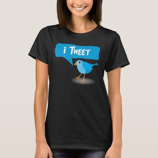 iTweet Cute Blue Twitter Bird Ladies T-Shirts (Front)