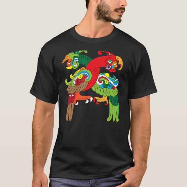 Itzamnaaj Fused with Bird Deity Mayan Aztec T-Shirt (Front)