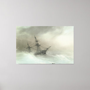 Ivan Konstantinovich Aivazovsky - Ship In A Stormy Canvas Print