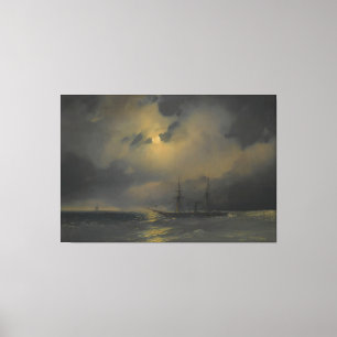 Ivan Konstantinovich Aivazovsky - Shipping In Moon Canvas Print