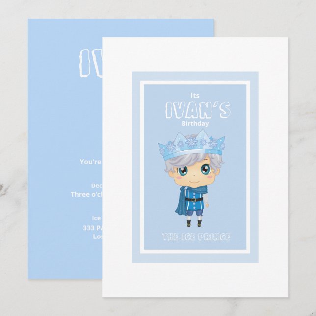 Ivan the ice prince birthday invitation (Front/Back)