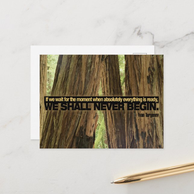 Ivan Turgenev Inspirational Quote "Ready" Postcard (Front/Back In Situ)