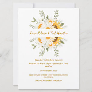 IVANA Elegant Yellow & White Flower Wedding Invitation