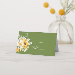 IVANA Elegant Yellow & White Flower Wedding Place Card