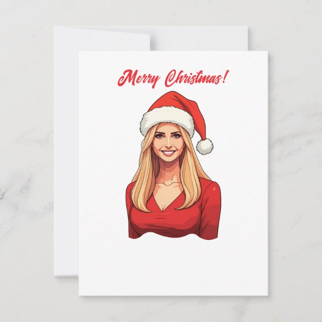 Ivanka Trump With Santa Claus Hat Merry Christmas Holiday Card (Front)