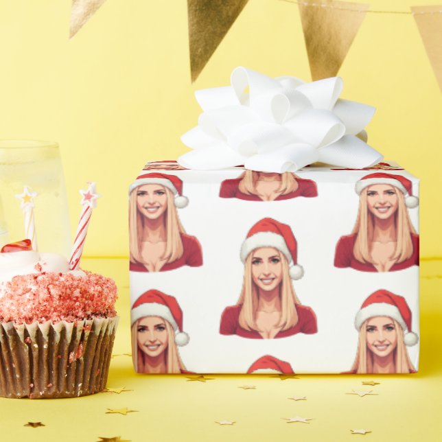 Ivanka Trump With Santa Claus Hat Merry Christmas Wrapping Paper (Birthday Party)