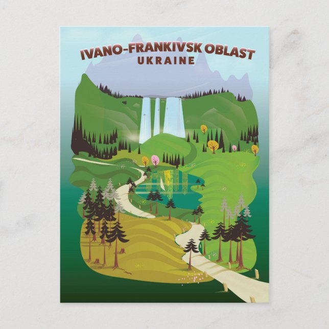 Ivano-Frankivsk Oblast Ukraine travel poster Postcard (Front)