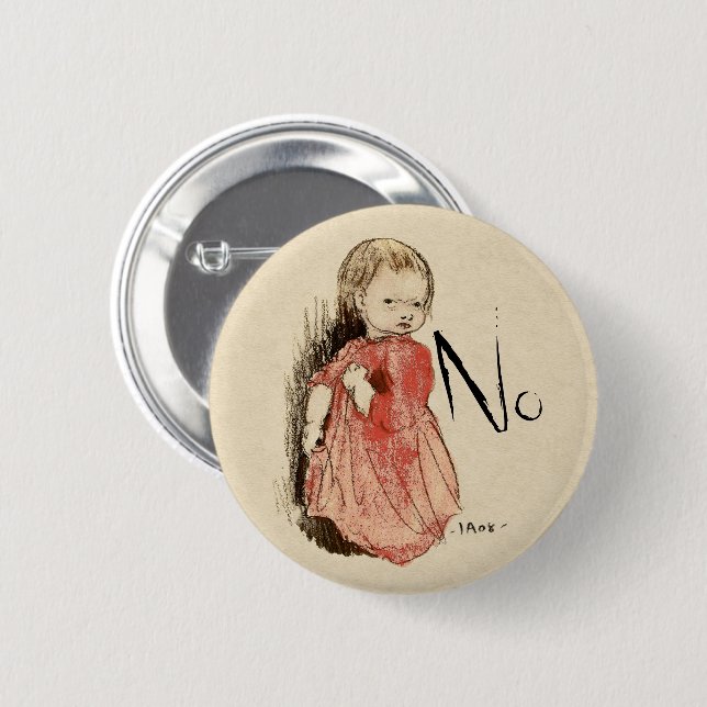Ivar Arosenius Lillan Defiant little girl says No 6 Cm Round Badge (Front & Back)