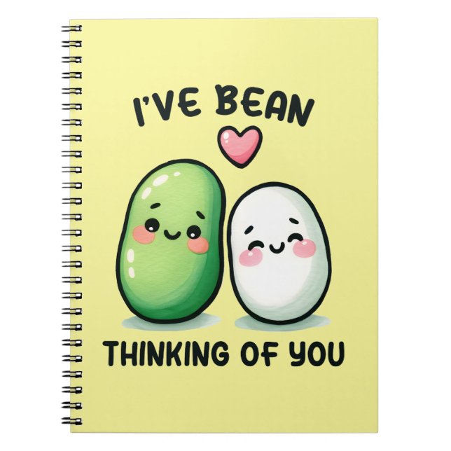 I've Bean Thinking of You Cute Kawaii Notebook (Front)