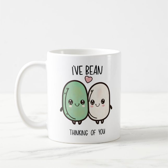 I've Bean Thinking of You Valentines Day Food Pun Coffee Mug (Left)
