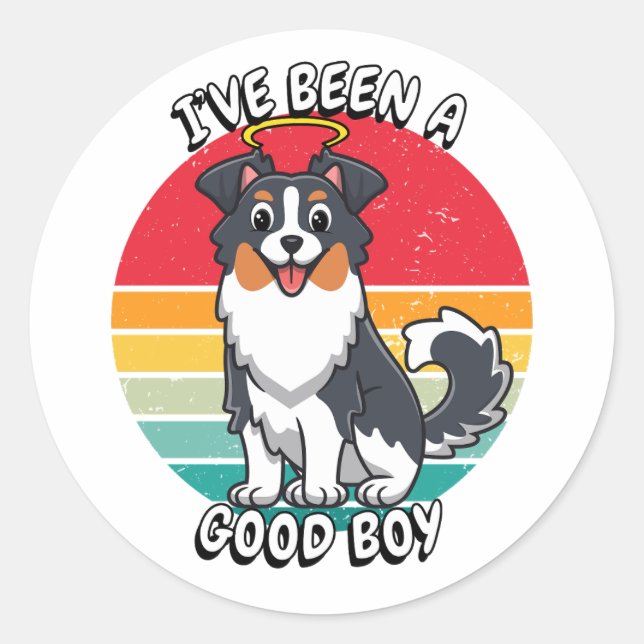 Ive been a good boy - collie dog classic round sticker (Front)