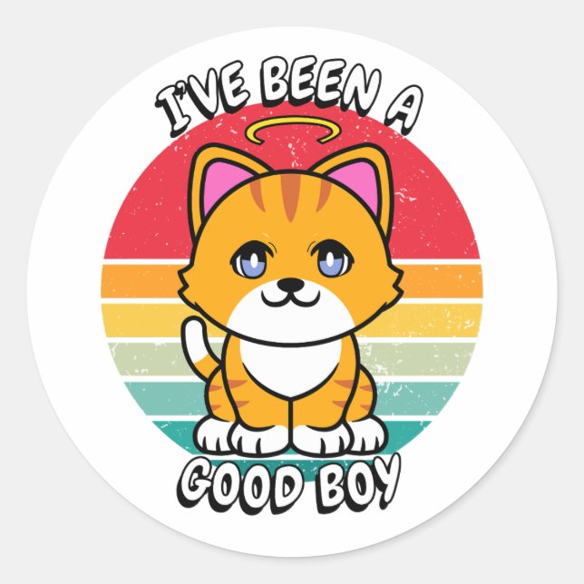 Ive been a good boy - orange cat classic round sticker (Front)