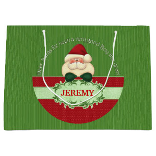 I've Been a Good Boy Santa Red and Green Christmas Large Gift Bag