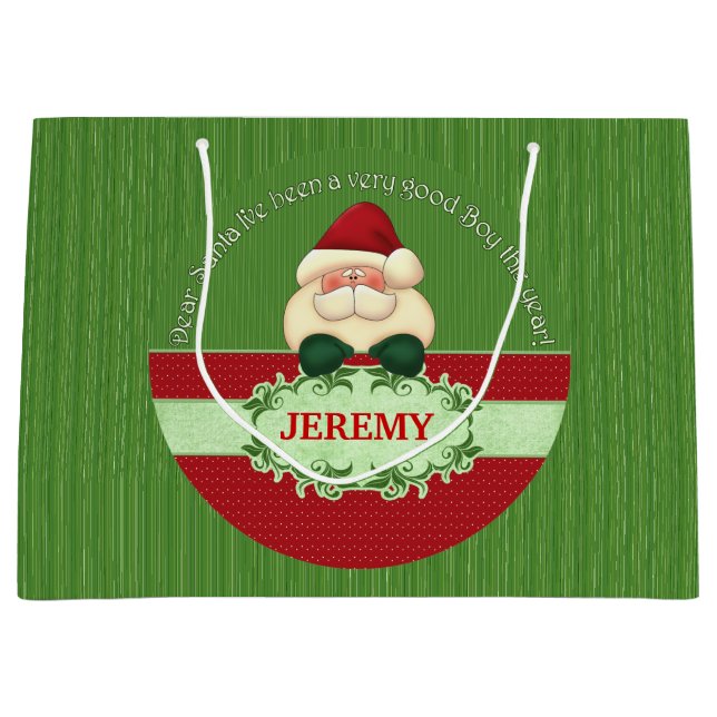 I've Been a Good Boy Santa Red and Green Christmas Large Gift Bag (Front)