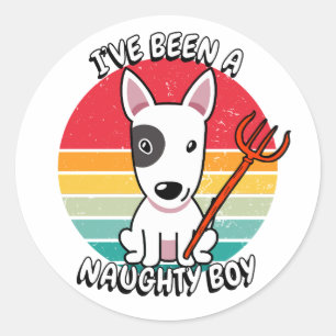 Ive been a naughty boy - bull terrier dog classic round sticker