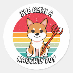 Ive been a naughty boy - orange dog classic round sticker