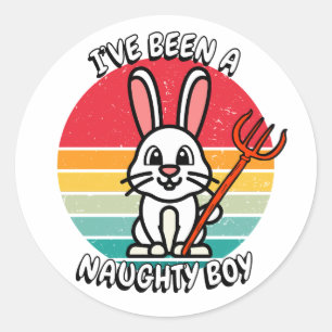 Ive been a naughty boy - white rabbit classic round sticker