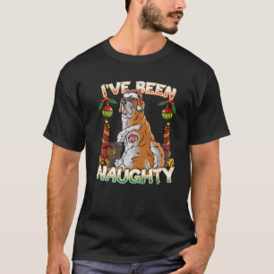 I've Been Naughty Saint Bernard Dog With Santa Cla T-Shirt