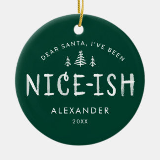 I've been Nice-ish Kids Christmas Photo Ceramic Tree Decoration
