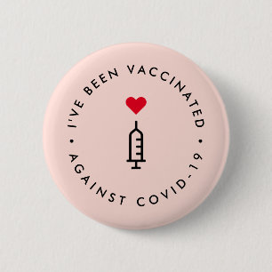 I've been Vaccinated Covid Pink Cute Heart 6 Cm Round Badge