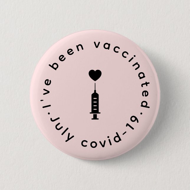 I've Been Vaccinated | Pink Cute Heart Safety  6 Cm Round Badge (Front)