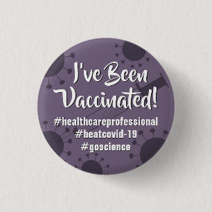 I've Been Vaccinated w/ Hashtags, Grape Compote 3 Cm Round Badge