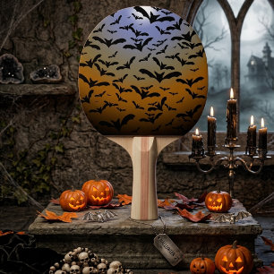 I've Gone Batty For Black Bats & Pretty Moonlight Ping Pong Paddle