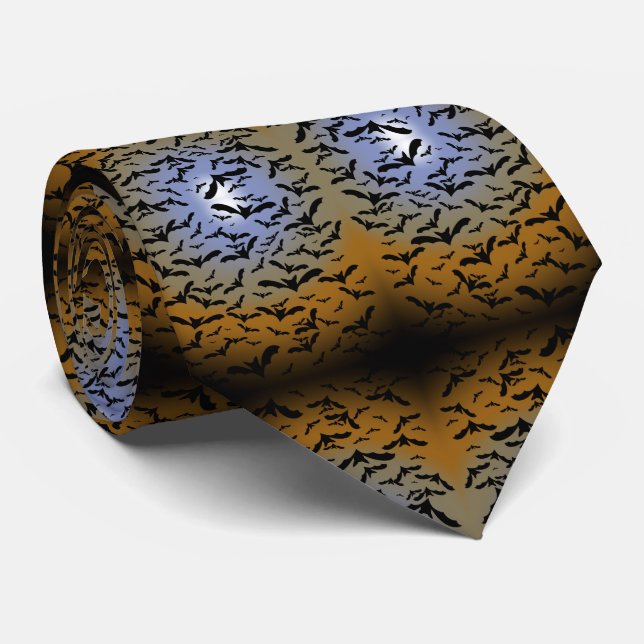 I've Gone Batty For Black Bats & Pretty Moonlight Tie (Rolled)