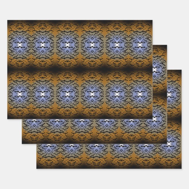 I've Gone Batty For Black Bats & Pretty Moonlight Wrapping Paper Sheet (Set)